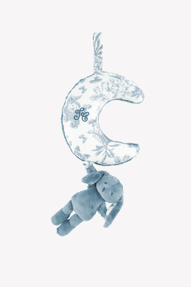 Augustin le Lapin musical - Imprimé inspiration Toile de Jouy bleu - Image principale