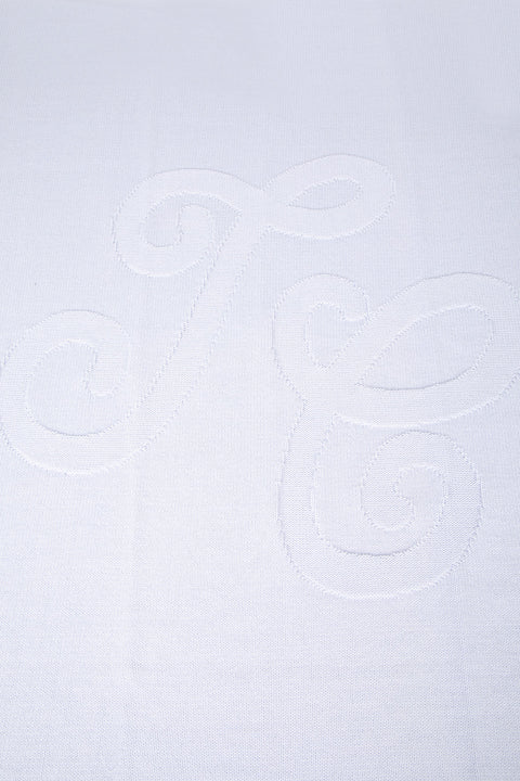 Plaid coton cachemire - Bleu ciel brodé TC - Image principale