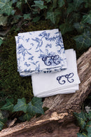 Set de 2 Langes - Imprimé inspiration Toile de Jouy bleu