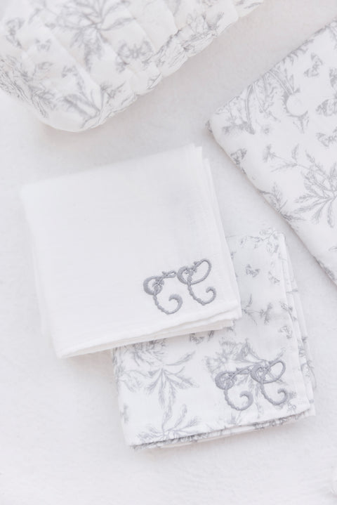 Set de 2 Langes - Imprimé inspiration Toile de Jouy gris - Image principale