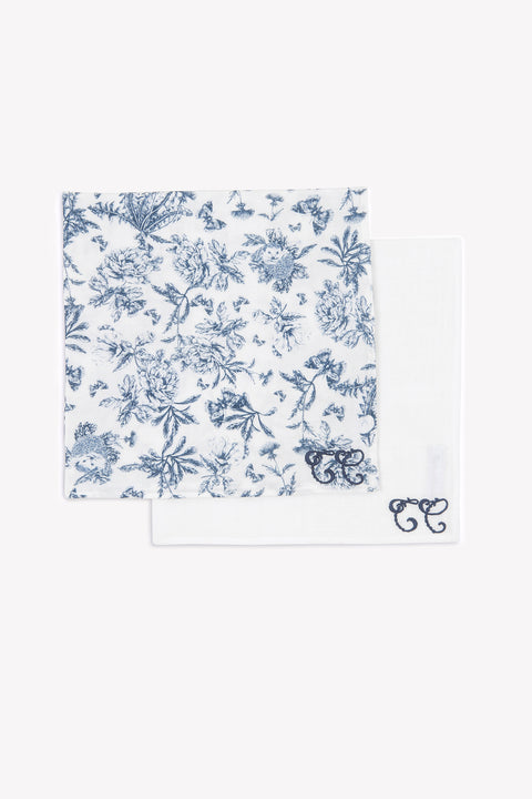 Set de 2 Langes - Imprimé inspiration Toile de Jouy bleu - Image principale