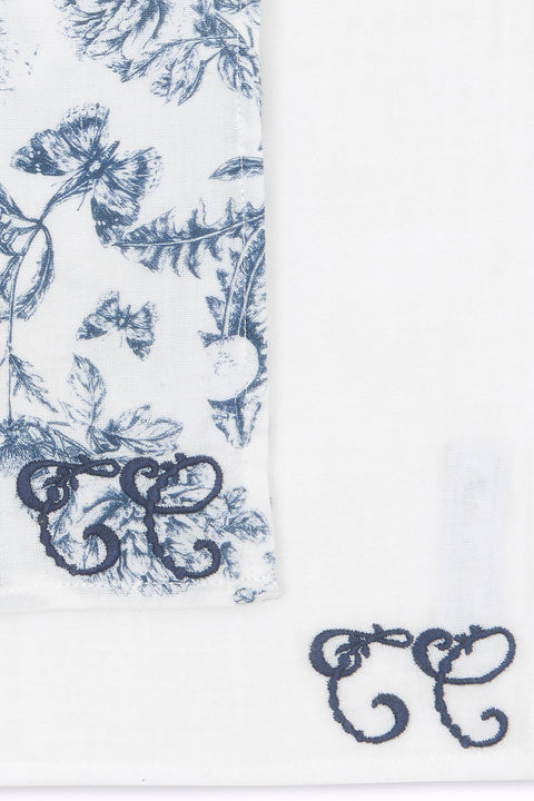 Set de 2 Langes - Imprimé inspiration Toile de Jouy bleu - Image principale