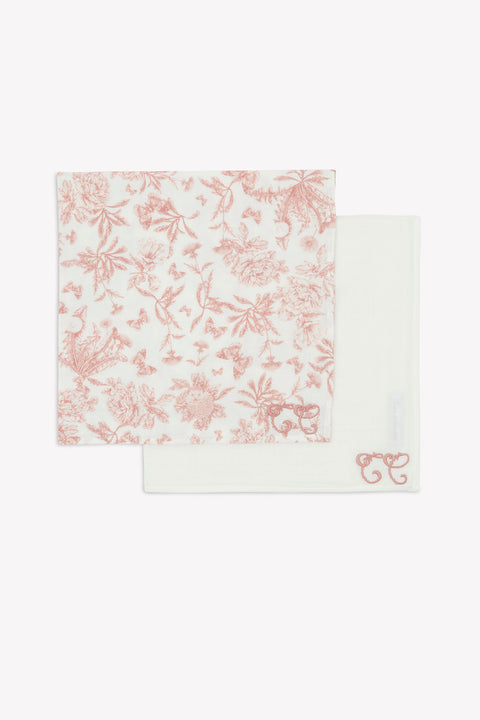 Set de 2 Langes - Imprimé inspiration Toile de Jouy rose - Image principale