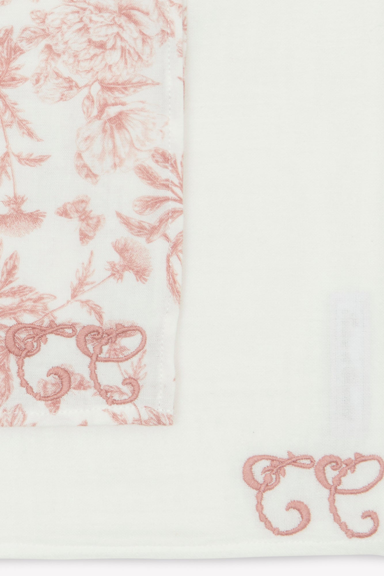 Set de 2 Langes - Imprimé inspiration Toile de Jouy rose