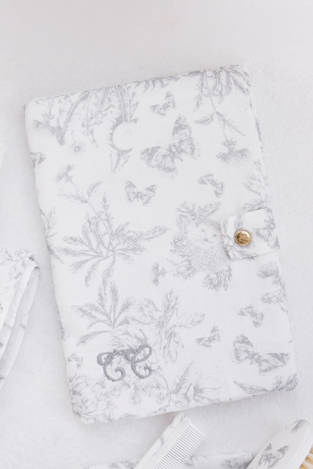 U-Heft-Hülle - Grauer Toile de Jouy-Druck - Image principale