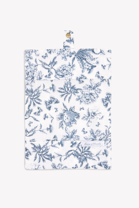 Housse de carnet de santé - Imprimé inspiration Toile de Jouy bleu - Image principale