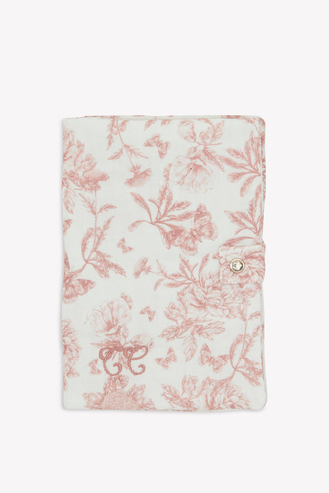 Housse de carnet de santé - Imprimé inspiration Toile de Jouy rose - Image principale