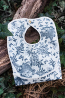 Bavoir toile enduite - Imprimé inspiration Toile de Jouy bleu