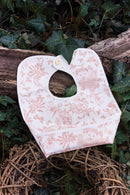 Bavoir toile enduite - Imprimé inspiration Toile de Jouy rose