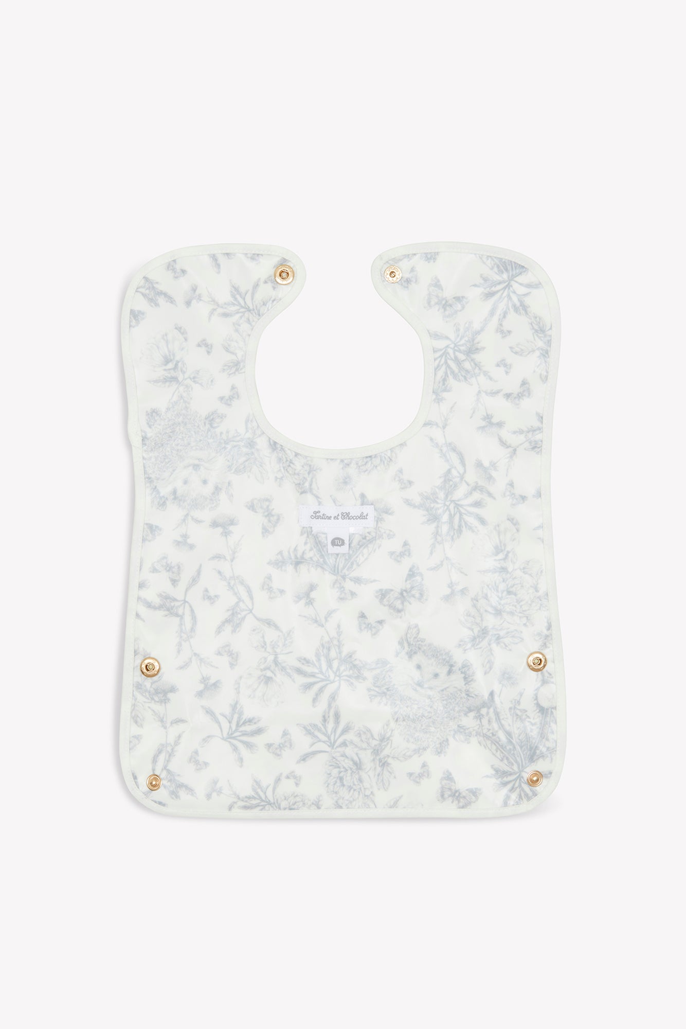 Bavoir toile enduite - Imprimé inspiration Toile de Jouy gris