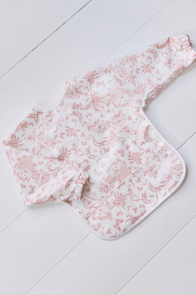 Babero con fundas de lona revestidas - Estampado inspiración Toile de Jouy Rosa - Image principale