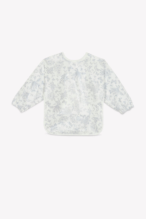Bavoir à manches toile enduite - Imprimé inspiration Toile de Jouy gris - Image principale