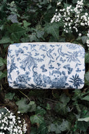 Trousse de toilette toile enduite - Imprimé inspiration Toile de Jouy bleu