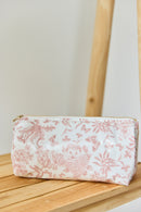 Trousse de toilette toile enduite - Imprimé inspiration Toile de Jouy rose