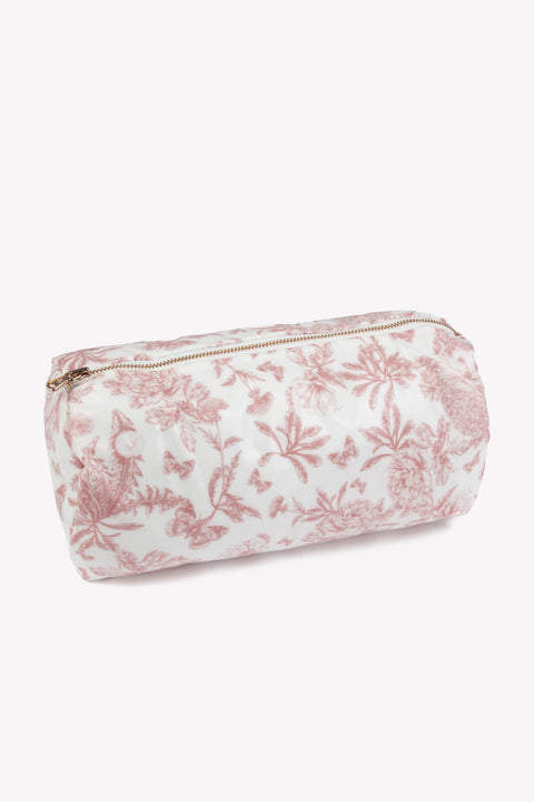 Trousse de toilette toile enduite - Imprimé inspiration Toile de Jouy rose - Image principale
