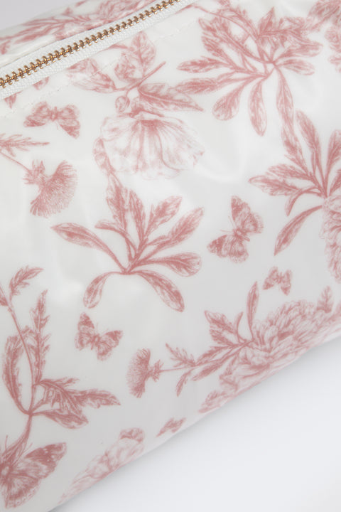Neceser de lona revestida - Estampado inspiración Toile de Jouy Rosa - Image principale