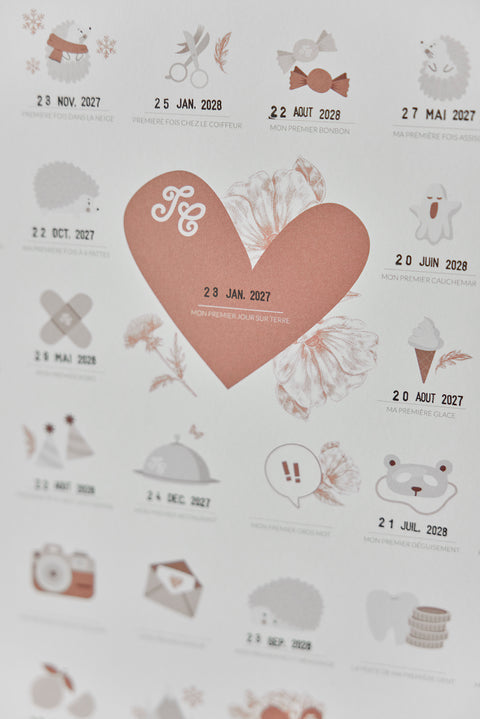 Póster personalizable Estampado Toile de Jouy Rosa - Pequeñas citas x Tartine et Chocolat - Image principale