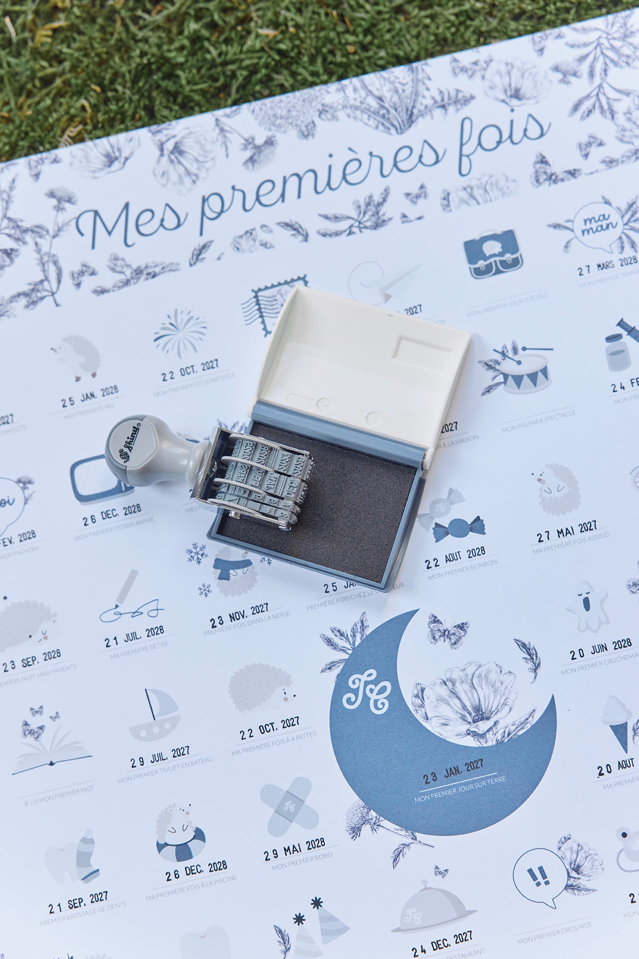 Poster stampato personalizzabile Toile de Jouy Blu - Piccoli appuntamenti x Tartine et Chocolat