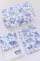 Trousse zippée - Imprimé inspiration Toile de Jouy bleu