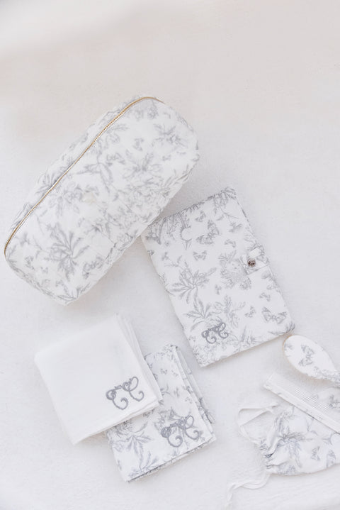 Trousse zippée - Imprimé inspiration Toile de Jouy gris - Image principale