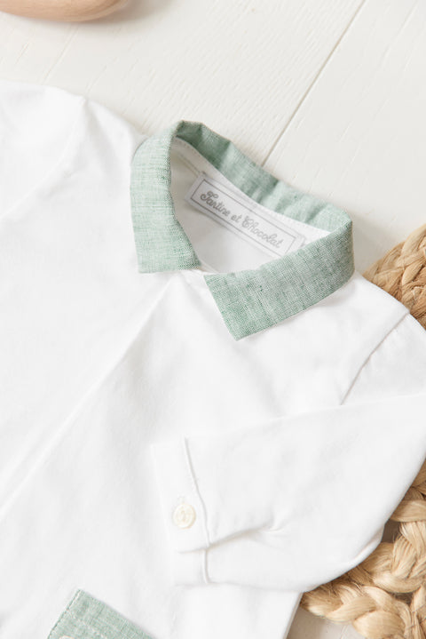 Pyjama - Blanc Feuillage Vert - Image principale