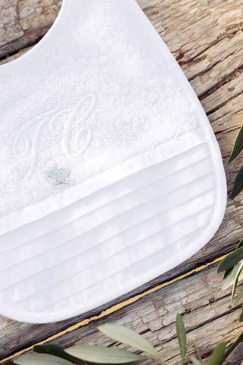 Bavoir - Monogramme blanc T1 - Image principale