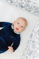 Pyjama - Bleu velours imprimé inspiration toile de jouy