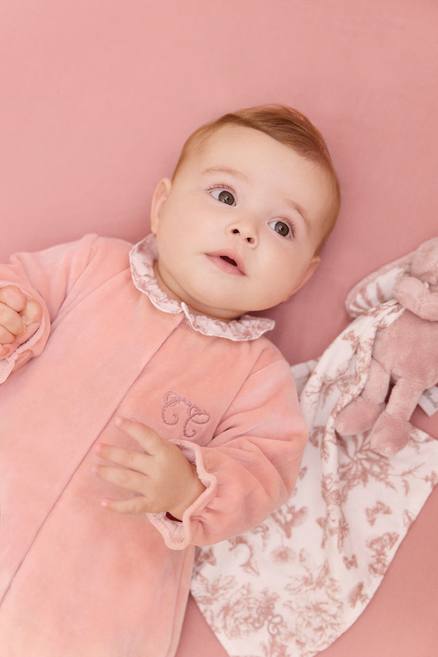 Pyjama - Rose en velours imprimé inspiration Toile de jouy - Image principale