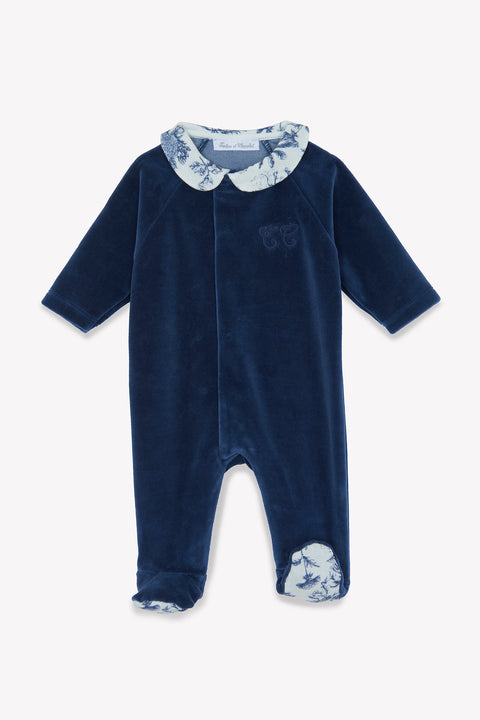 Pijama - Azul Terciopelo Estampado inspiración toile de jouy - Image principale