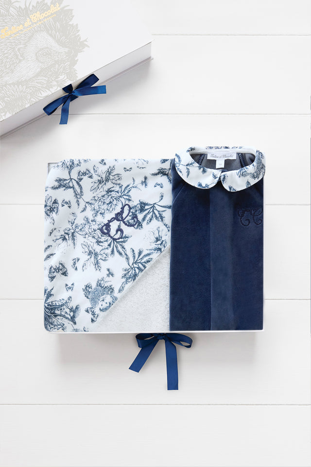 Coffret - Naissance Toile de Jouy bleu - Image principale