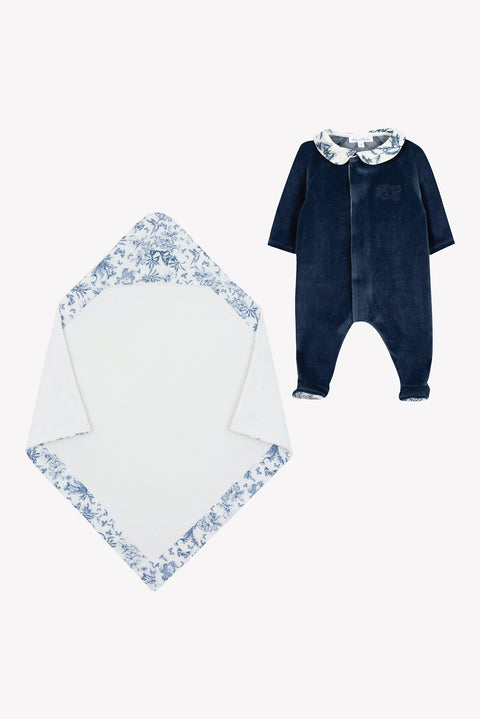 Coffret - Naissance Toile de Jouy bleu - Image principale