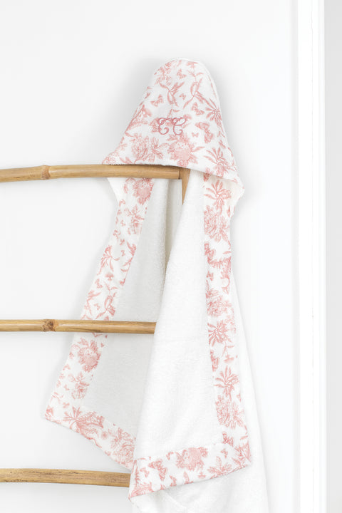 Cape de bain - Imprimé inspiration Toile de Jouy rose - Image principale