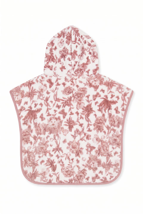 Poncho de bain - Coton imprimé inspiration Toile de Jouy rose - Image principale