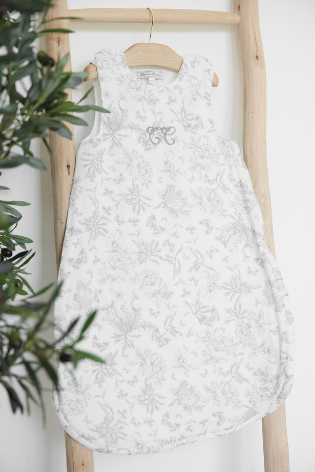 saco de dormir verano - T1 Estampado inspiración toile de jouy Gris - Image principale