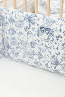 Tour de lit - Imprimé inspiration toile de jouy bleu