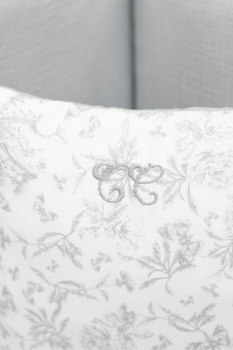 Coussin réversible - Imprimé inspiration toile de jouy gris - Image principale