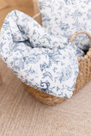 Plaid réversible - Imprimé inspiration toile de jouy bleu