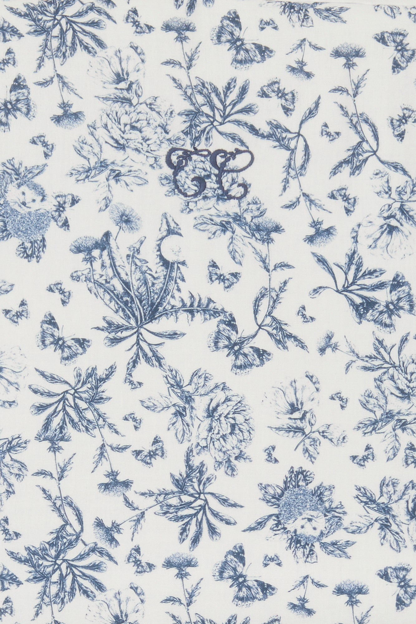 Plaid réversible - Imprimé inspiration toile de jouy bleu