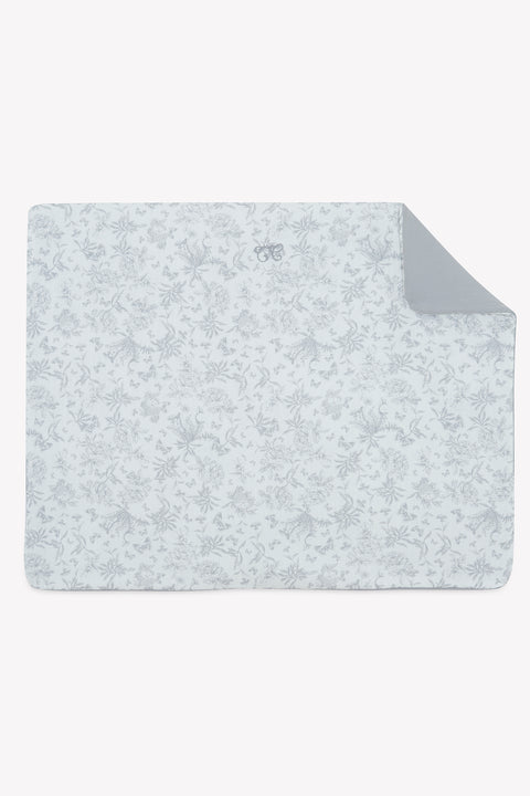 Plaid réversible - Imprimé inspiration toile de jouy gris - Image principale