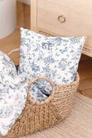 Coussin réversible - Imprimé inspiration toile de jouy bleu