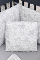 Coussin réversible - Imprimé inspiration toile de jouy gris