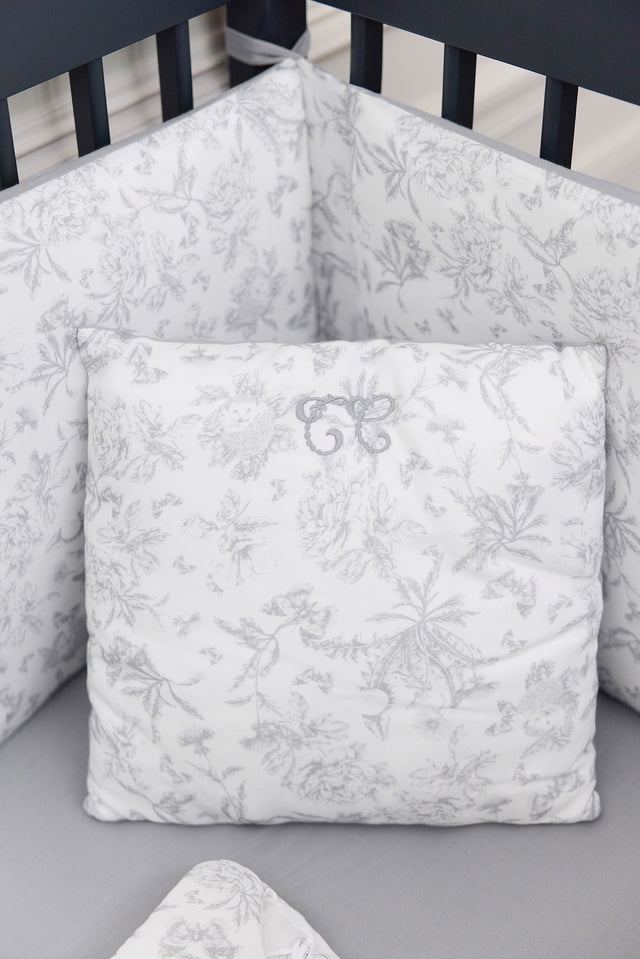 Coussin réversible - Imprimé inspiration toile de jouy gris - Image principale