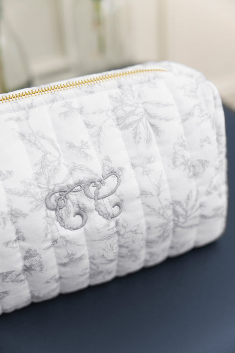 Trousse de toilette - Imprimé inspiration toile de jouy gris - Image principale
