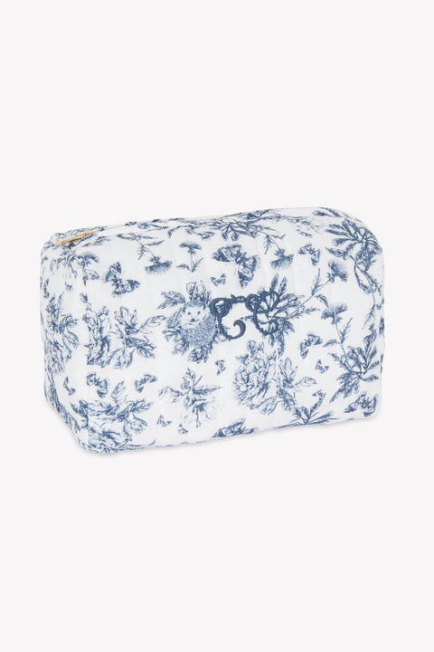 Trousse de toilette - Imprimé inspiration toile de jouy bleu - Image principale