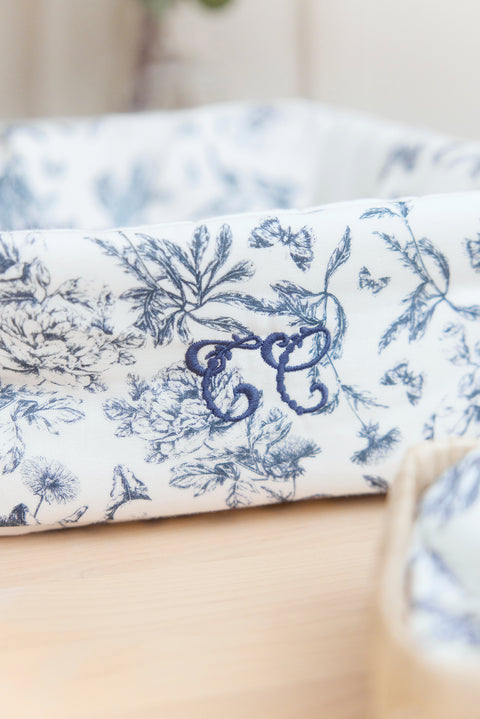 Panière - Imprimé inspiration toile de jouy bleu - Image principale