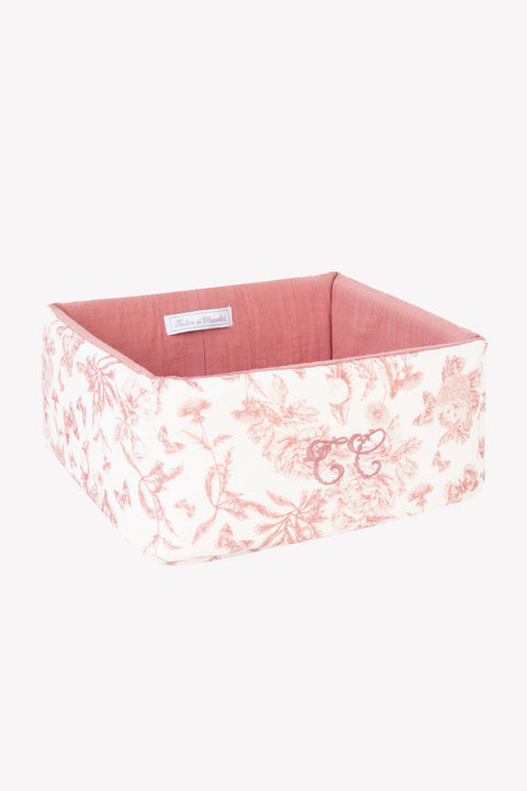 Panière - Imprimé inspiration Toile de Jouy rose - Image principale