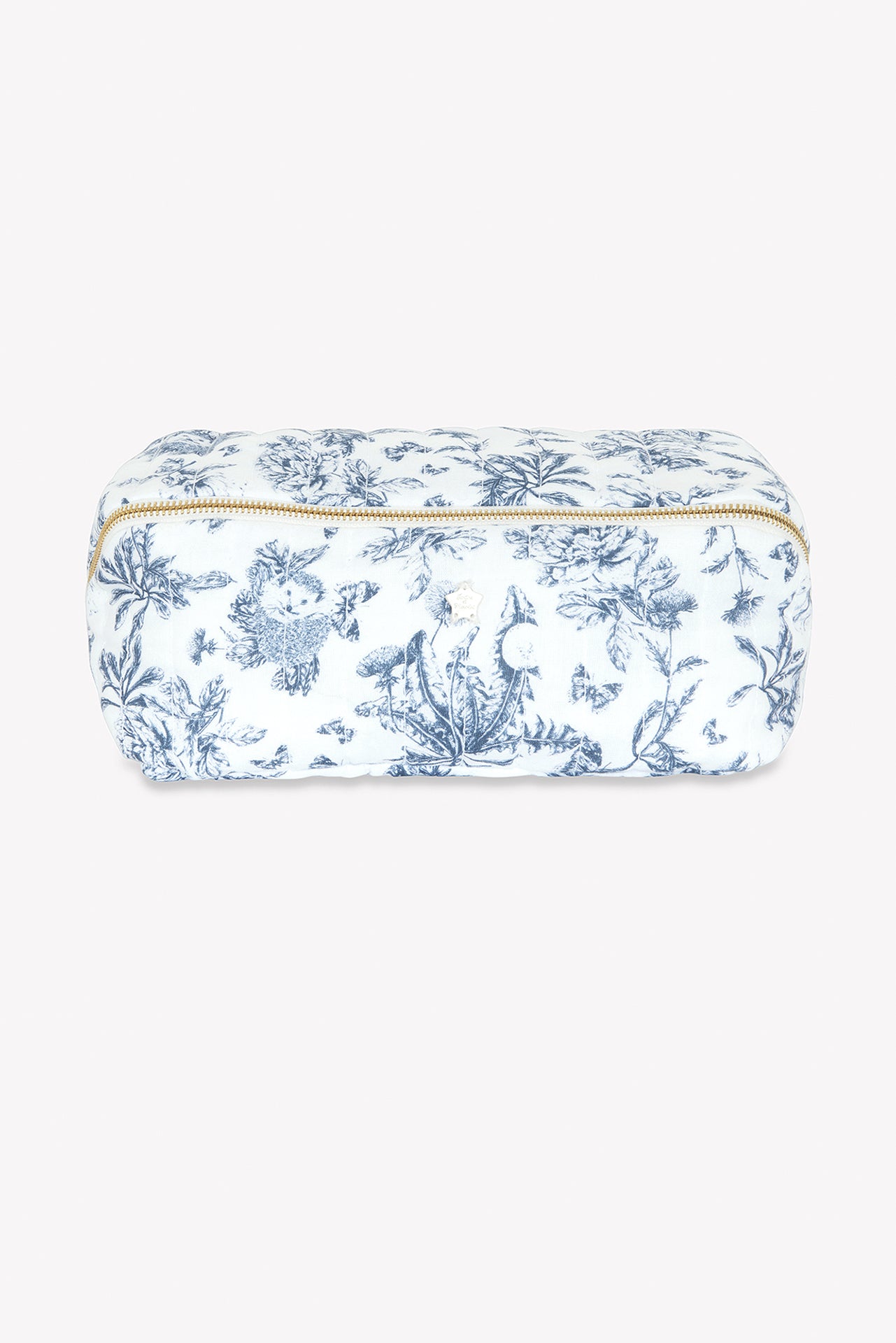 Trousse zippée - Imprimé inspiration Toile de Jouy bleu