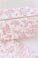 Trousse zippée - Imprimé inspiration Toile de Jouy rose