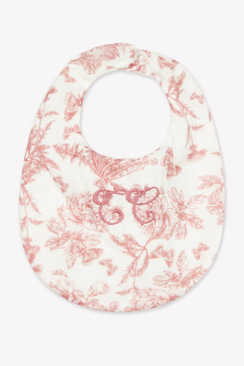 Bavoir - Imprimé inspiration Toile de Jouy rose T1 - Image principale