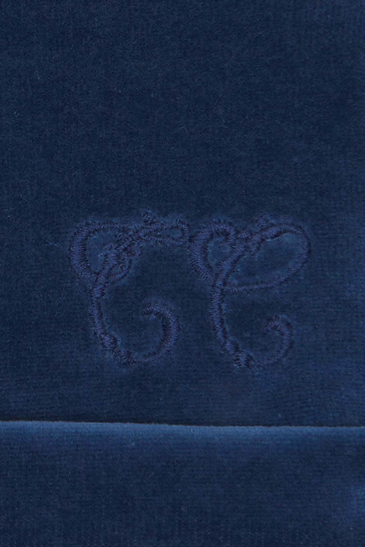 Bonnet - Bleu velours imprimé inspiration toile de jouy